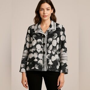 Frédérique Circles & Brushstrokes Button-Front Jacket – Size L
